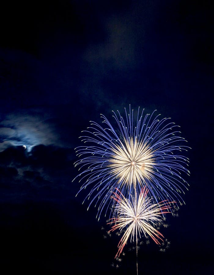 programs-03 Vibrant fireworks burst into color in a clear night sky, perfect for celebrations and festive events.