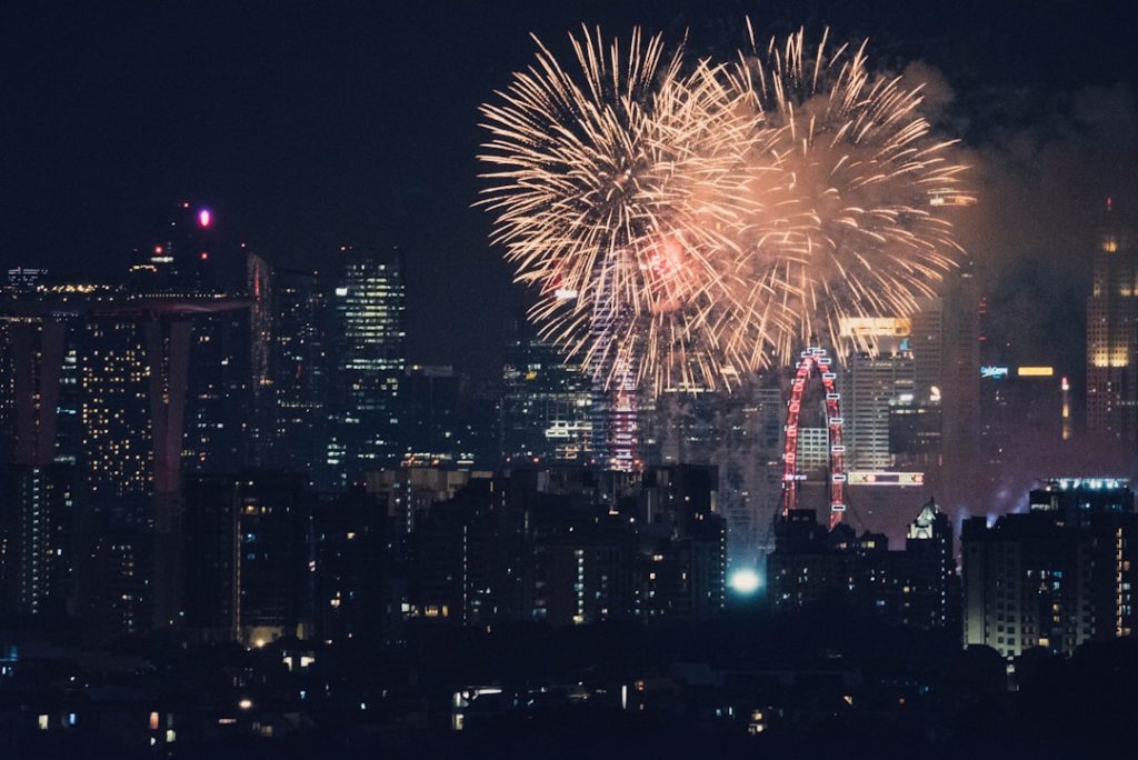 We ran 10 kilometres away from the fireworks to capture this amazing shot with a 500mm telephoto lens!