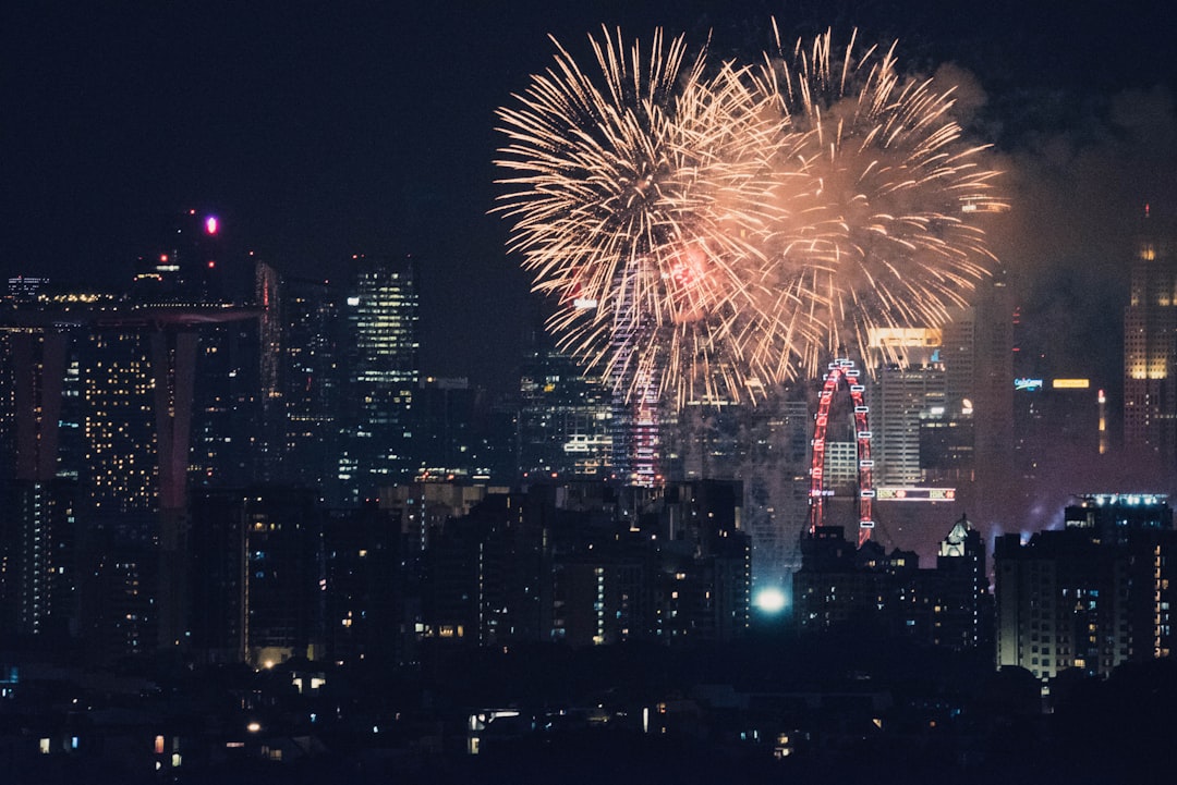 We ran 10 kilometres away from the fireworks to capture this amazing shot with a 500mm telephoto lens!